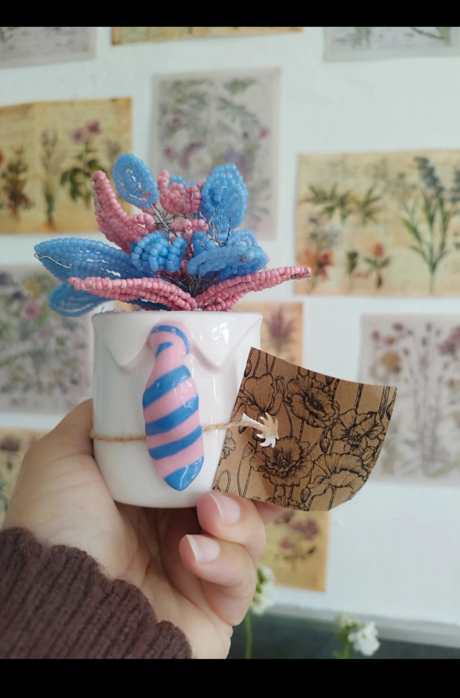 Flores de cuentas azules y rosas – photo 6